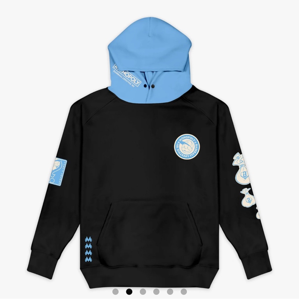 Baseball Lifestyle 101 Kids Monopoly MVP  Black & Light Blue Hoodie